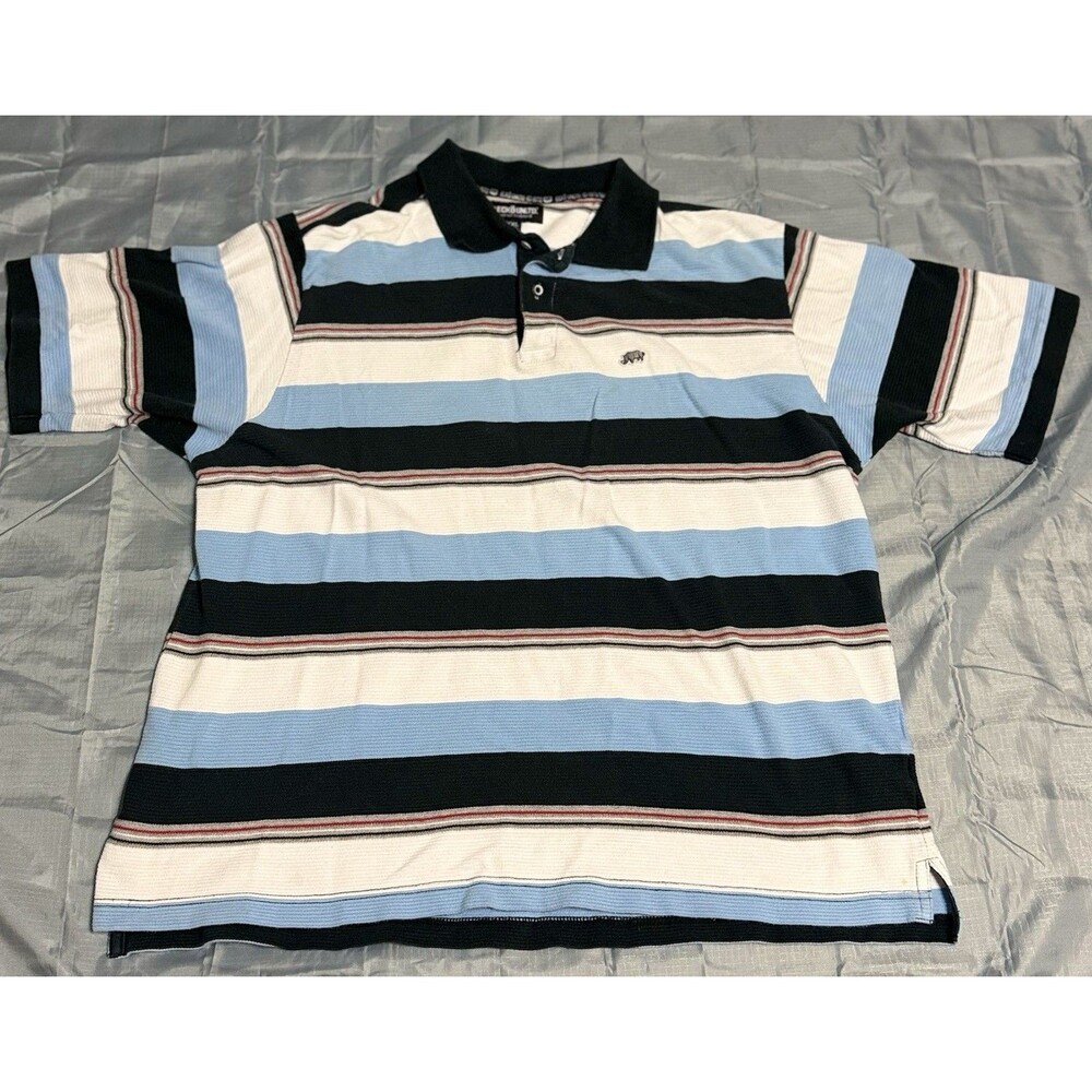 Men's Vintage Y2K Ecko UNLTD 100% Cotton Blue Striped Polo Shirt Size 2XL
